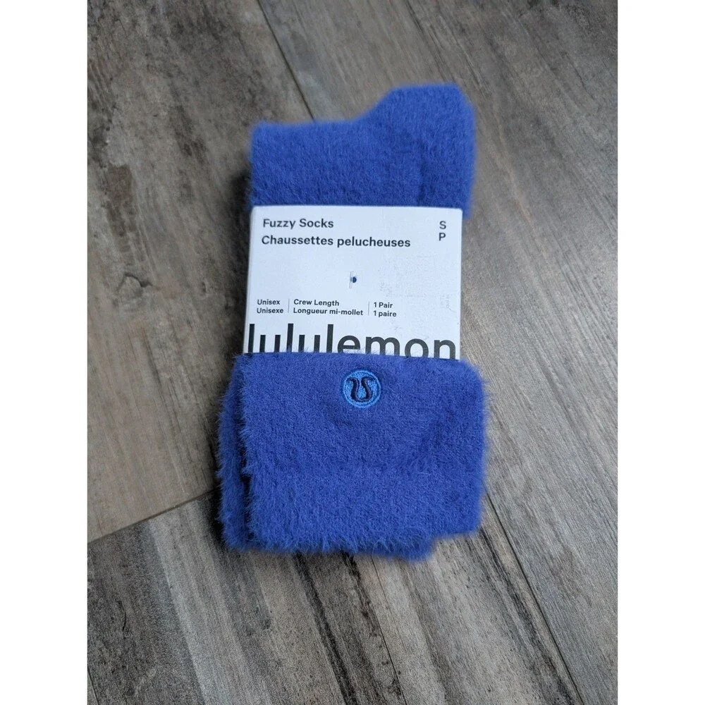 Lululemon Fuzzy Socks Small Crew Length RVSD Riverside Blue Unisex New LU9CL2S